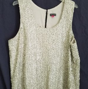 Vince Camuto Sequin Top with Back Zip - XL
